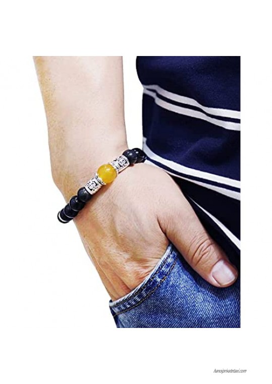 10mm Natural Chakra Beads Crystal Bracelet - Healing Stones Bracelets For Men，Relieve Anxiety Charm Bracelet Rainbow Obsidian Stretch Bracelet For Man and Women