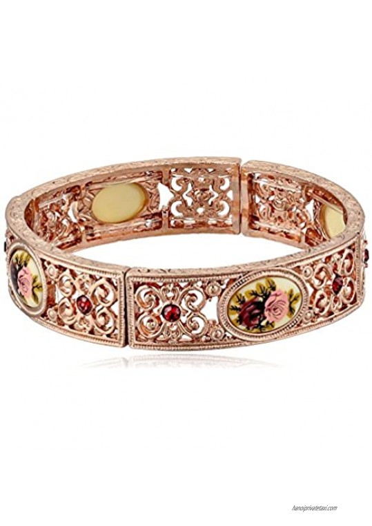 1928 Jewelry Victorian Inspired Floral Manor House Rose Gold-Tone Bracelet