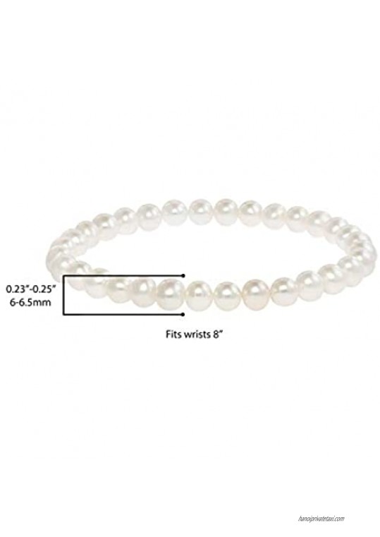 AAAA Round Freshwater Cultured Pearl Bride & Bridesmaid 8 Stretch Strand Bracelet - Choice of Pearl Size and Color