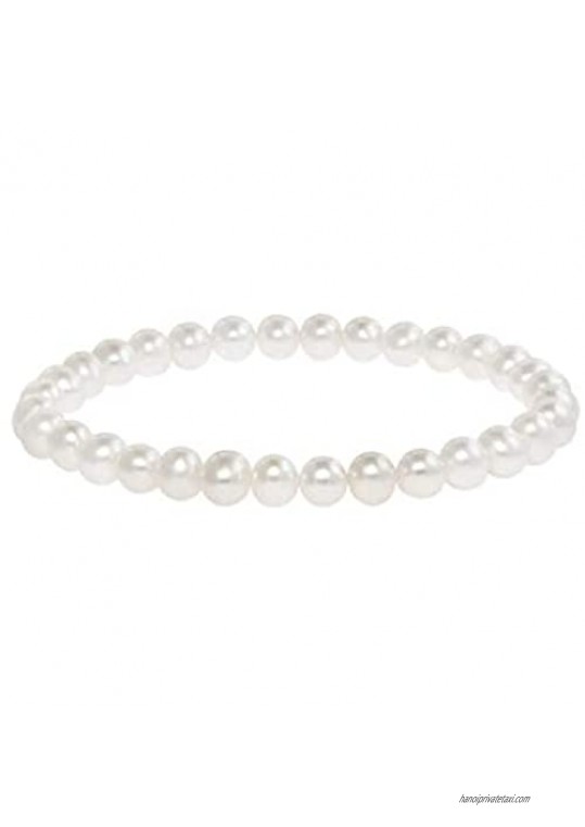 AAAA Round Freshwater Cultured Pearl Bride & Bridesmaid 8 Stretch Strand Bracelet - Choice of Pearl Size and Color