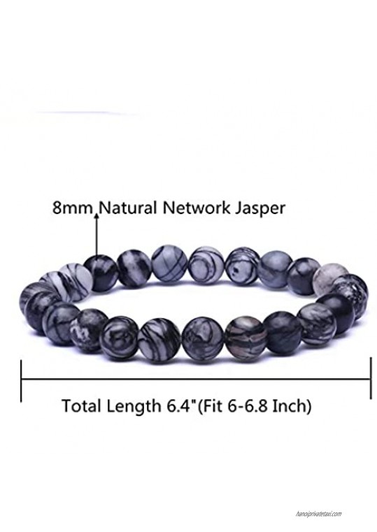 Candyfancy 8mm Natural Beads Stretch Bracelets Women Men Spiritual Beaded Bracelets