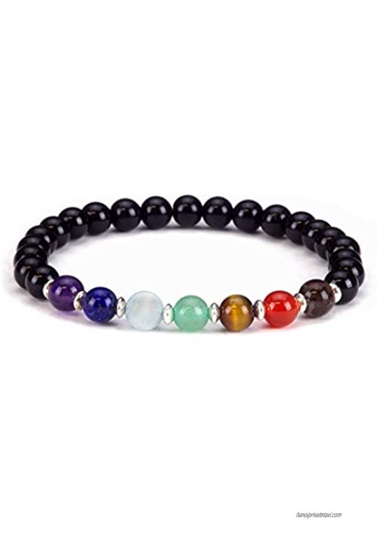 Cherry Tree Collection Natural Genuine Gemstone Chakra Stretch Bracelet | 6mm Beads Sterling Silver Spacers | Men/Women | Small Medium Large Sizes