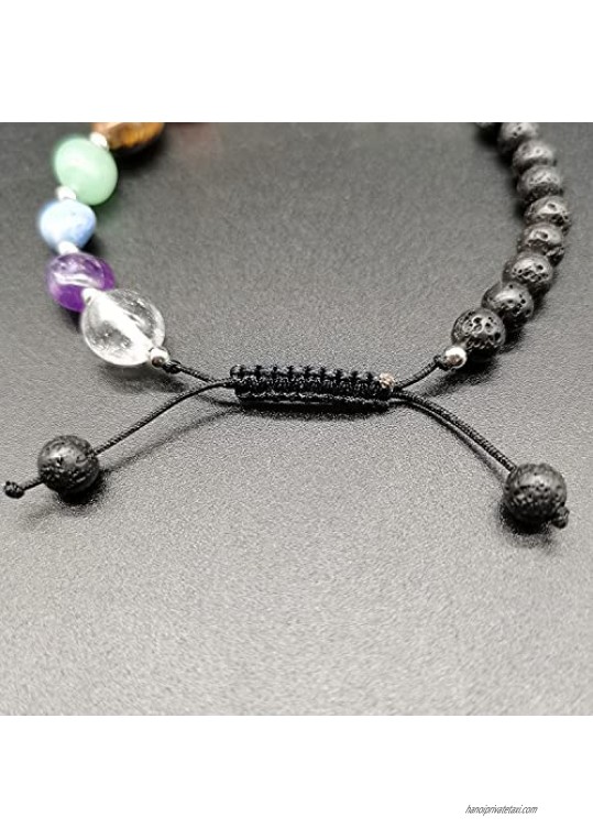 Homelavie 7 Chakra Healing Bracelet with Real Stones Lava Rock Beads Bracelets Life Tree Bangle for Women Men Girl Boy - Protection Energy