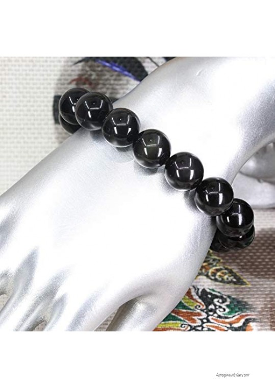 Keleny Gem Semi Precious Gemstones 14mm Natural Stone Round Beads Crystal Stretch Bracelet 7 Inch Unisex