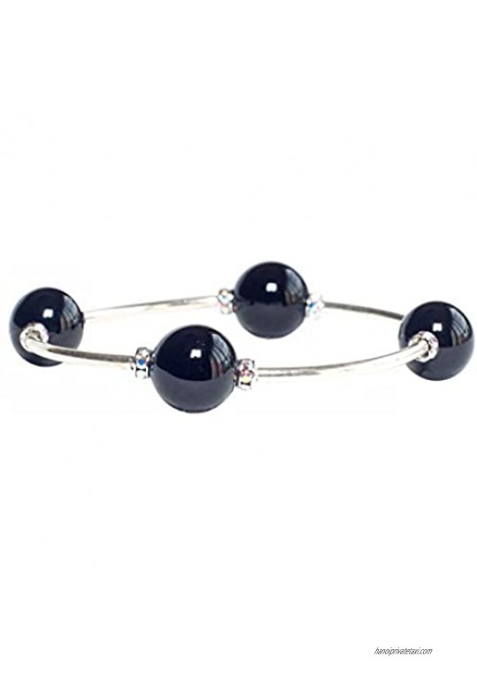 Made As Intended 12mm Onyx Gemstone Beads with Swarovski Crystal rondelle Accents