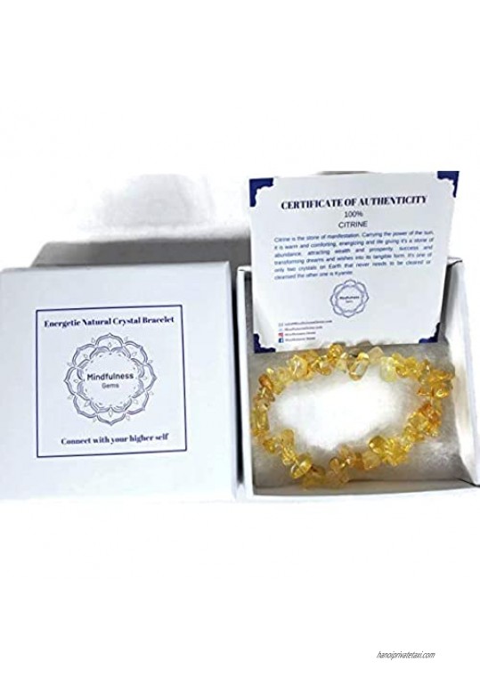 Mindfulness Gems Natural Healing Stones Crystal Chips Bracelet for Women - Premium Chakra Crystals Bead Bracelet- Stretchy Gemstones