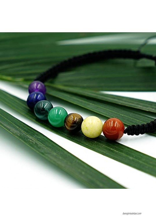 Natural 7 Chakra Bracelet Adjustable Size Nylon Cord Gemstone Energy 8mm Beads Bracelet Balancing Bracelet For Women Yoga Meditation