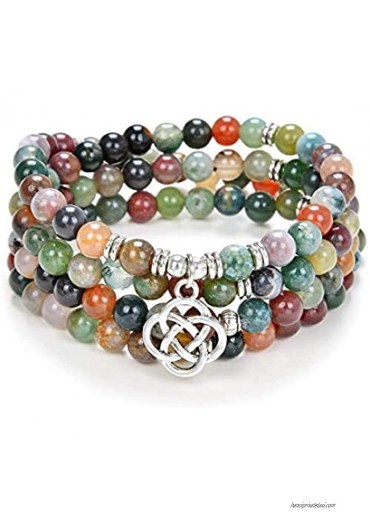 oasymala 108 Mala Meditation Beads Yoga Bracelet or Necklace with Celtic Knot Charm