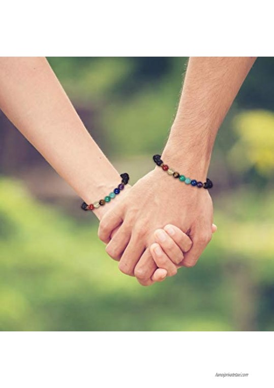 SPUNKYsoul Couple Chakra Stretch Bracelet for Men and Women