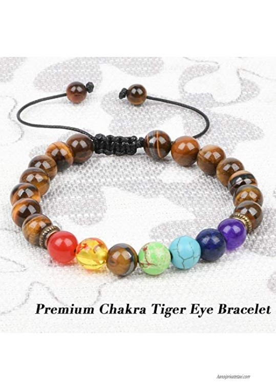 Suksadum Bead Chakra Bracelet 7 Chakras Bracelet Yoga Stone Beads Bracelets Meditation Relax Anxiety Bangle for Womens Mens Essential Oil Diffuser Bracelet Bangle