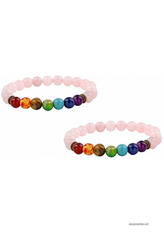 TUMBEELLUWA Beads Bracelets for Men and Women Semi Precious Stone Yoga Beads Chakra Bracelet