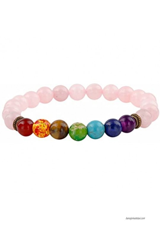 TUMBEELLUWA Beads Bracelets for Men and Women  Semi Precious Stone Yoga Beads Chakra Bracelet