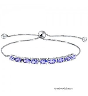 3.89 Ct Purple Lavender Oval Tanzanite Bolo Tennis Bracelet For Women 925 Sterling Silver Adjustable