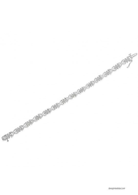 .925 Sterling Silver 2-1/4 Cttw Diamond 7” Cluster X Link Bracelet (I-J Color I3 Clarity)
