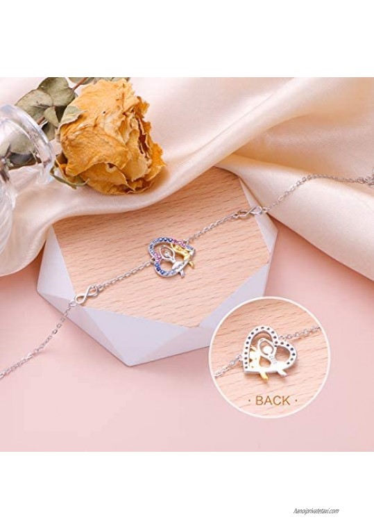 925 Sterling Silver Guardian Angel Bracelet Adjustable Friendship Bracelet for Ladies Birthday Christmas Souvenir Gifts