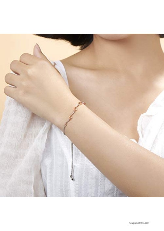 AINUOSHI 925 Sterling Silver Diamond Charming Heart Tennis Bracelet for Women | Adjustable Slider