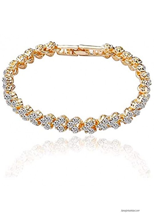 Aria Belle 14K Gold Plated Bracelet AAA Cubic Zirconia Premium Crystals Tennis Bracelets for Women