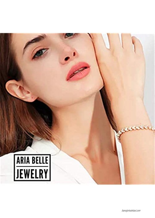 Aria Belle 14K Gold Plated Bracelet AAA Cubic Zirconia Premium Crystals Tennis Bracelets for Women