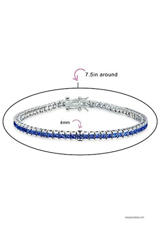 Bridal 10CT Simple Classic Cubic Zirconia Square Clear Blue Pink Brilliant Princess Cut AAA CZ Tennis Bracelet For Women For Prom 925 Sterling Silver