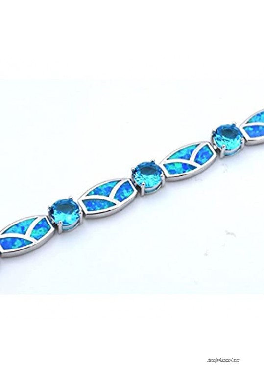 Chandria's Treasures Synthetic Blue Fire Opal Bracelet - Adjustable - Holiday Sale