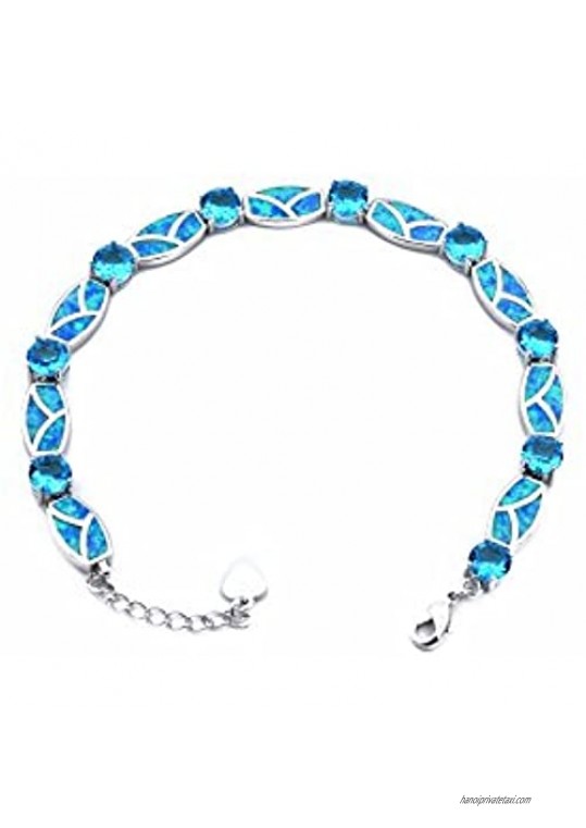 Chandria's Treasures Synthetic Blue Fire Opal Bracelet - Adjustable - Holiday Sale