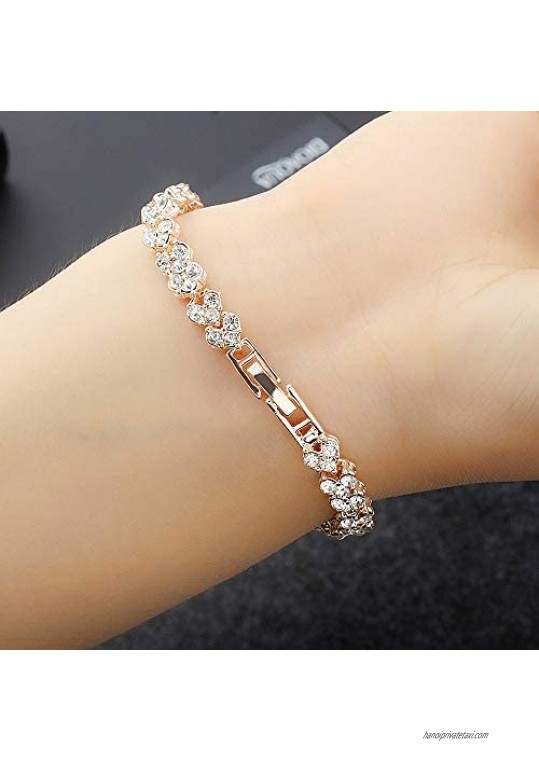Crystal Cubic Zirconia Tennis Bracelet for Women Teen Girls Gold/Silver Plated Classic Tennis Bracelet Jewelry Lady Valentines Gifts