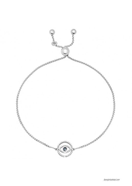 Dazzlingrock Collection Ladies Eye Bolo Bracelet with Round Diamond Accents  Sterling Silver