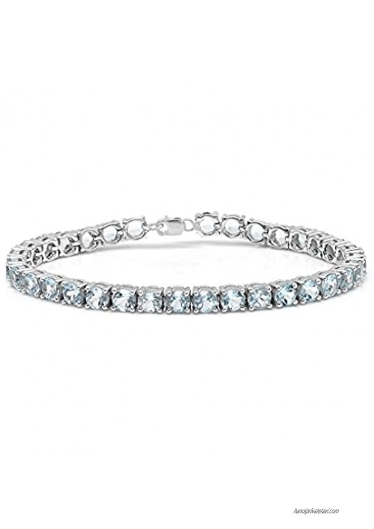 Dazzlingrock Collection Round Gemstone Ladies Tennis Bracelet  Sterling Silver (7 Inch)