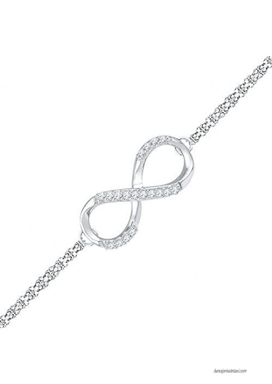 DGOLD Sterling Silver Round Diamond Infinity Bracelet (1/10 CTTW)