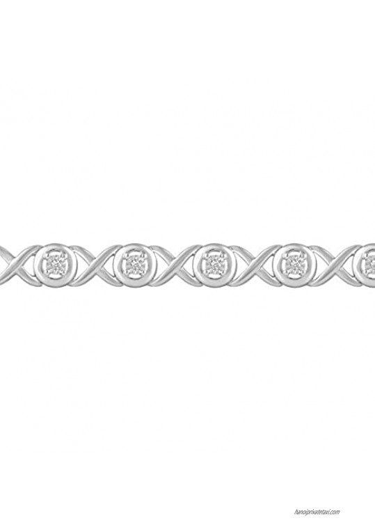 Fifth and Fine 1/6 Carat tw Natural Diamond XO Tennis Bracelet in 925 Sterling Silver