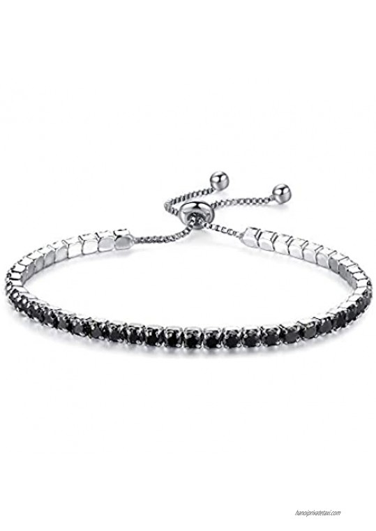 FUTIMELY Cubic Zirconia Classic Tennis Bracelet for Women Teen Girls Adjustable Crystal Tennis Bracelet Lady Jewelry Valentines Gift (Black)