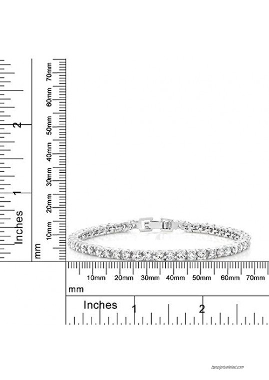 Gem Stone King 10.00 Ct Round Cut Stunning Cubic Zirconia CZ 7 Inch Tennis Bracelet for Women