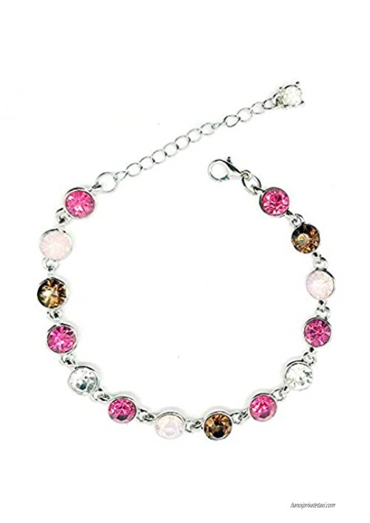 gemstoneworld Tennis Bracelet for Women  Round Cut Crystal Rhinestone Adjustable Chain Jewelry for Birthday Party Wedding Engagement Xmas Gift