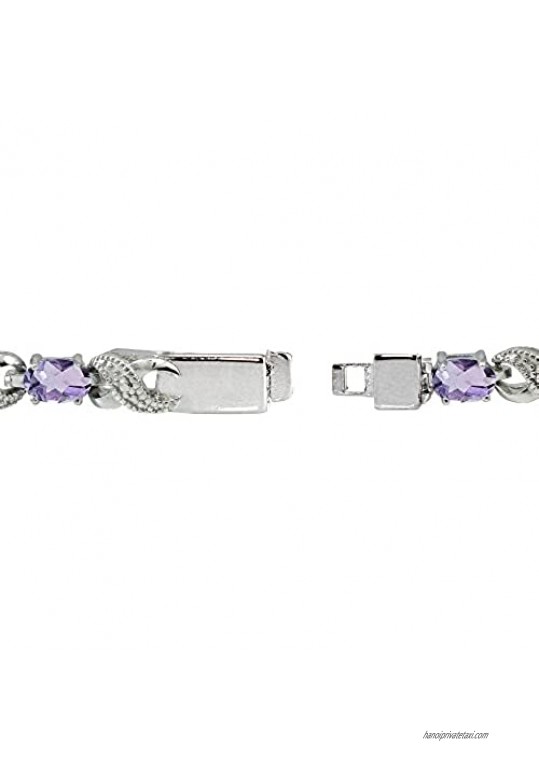 Ice Gems Sterling Silver Genuine or Created Gemstone Infinity Tennis Bracelet