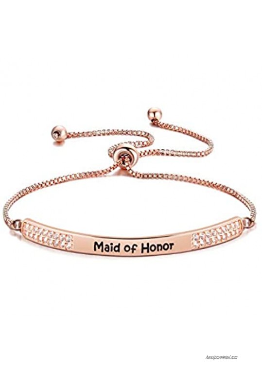 Maid of Honor Sister Bracelet with Slider Bridal Party Thank You Gift