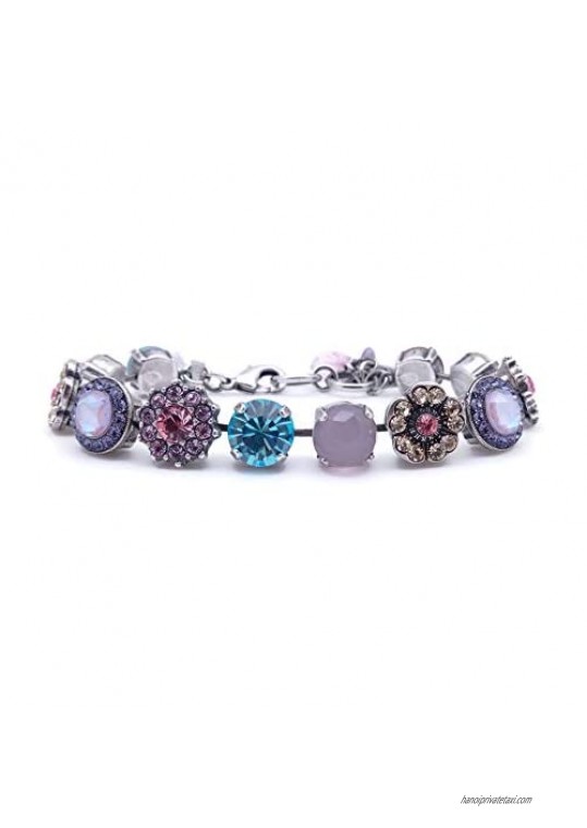Mariana Travelara Silvertone Bracelet Pastel Mix Crystal Floral Mosaic M1122