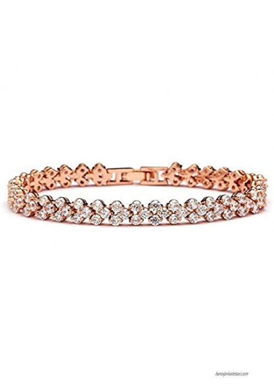 Mariell 14K Rose Gold Plated Cubic Zirconia Tennis Bracelet for Bridal Weddings Proms & Fashion Jewelry