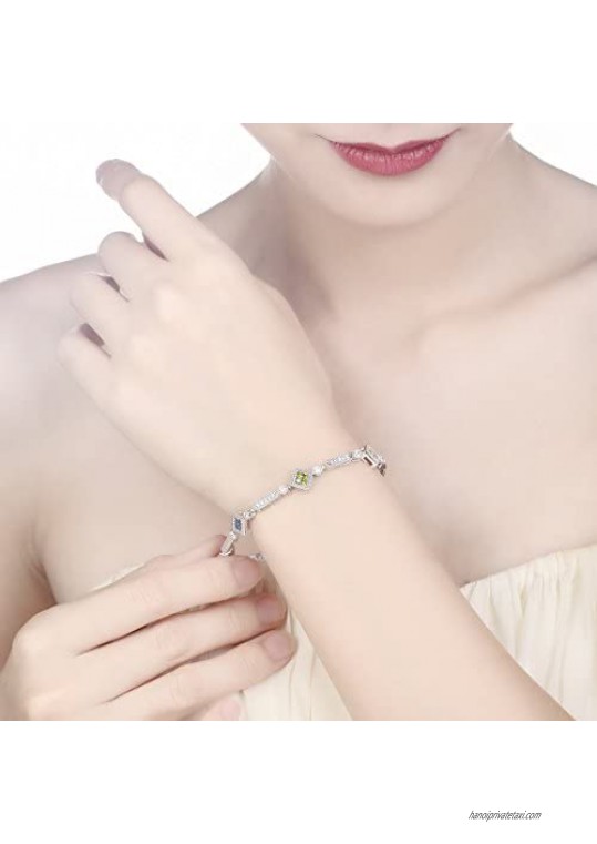 Merthus 925 Sterling Silver Cubic Zirconia CZ Charm Tennis Bracelet for Women Girl Sister Bracelets Bridal Jewelry
