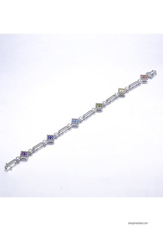 Merthus 925 Sterling Silver Cubic Zirconia CZ Charm Tennis Bracelet for Women Girl Sister Bracelets Bridal Jewelry