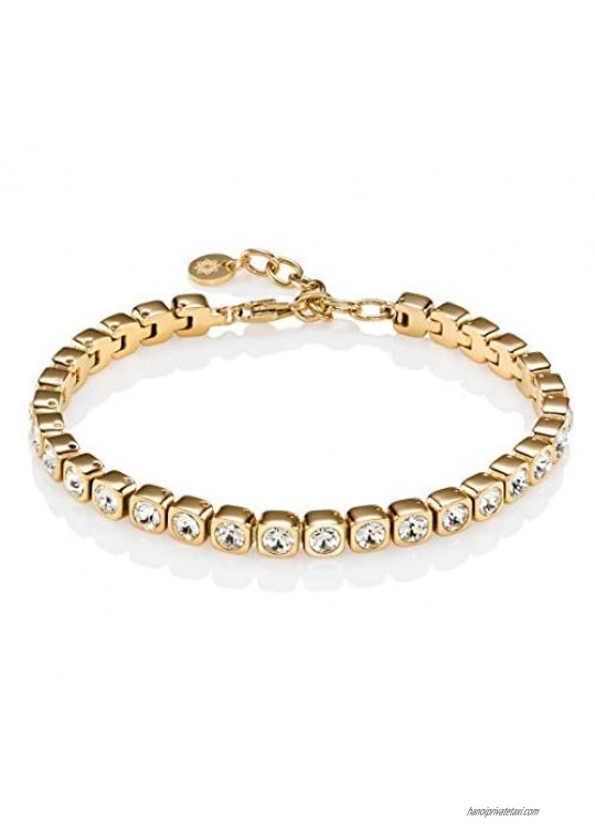 Namana Tennis Bracelet for Women. Swarovski Bracelet set in Stainless Steel  in Gold Plated or Rose Gold Plated Steel