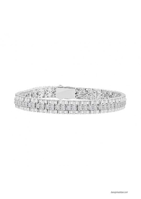 NATALIA DRAKE Fashion Link Diamond Bracelet for Women in Rhodium Plated Sterling Silver (Color H-I / Clarity I1-I2)