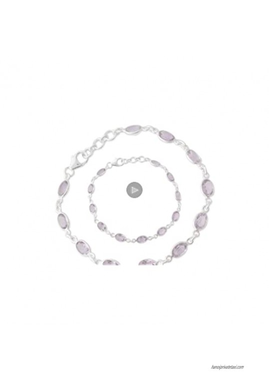 NOVICA Oval Amethyst .925 Sterling Silver Tennis Bracelet 7 'Romantic Violet'