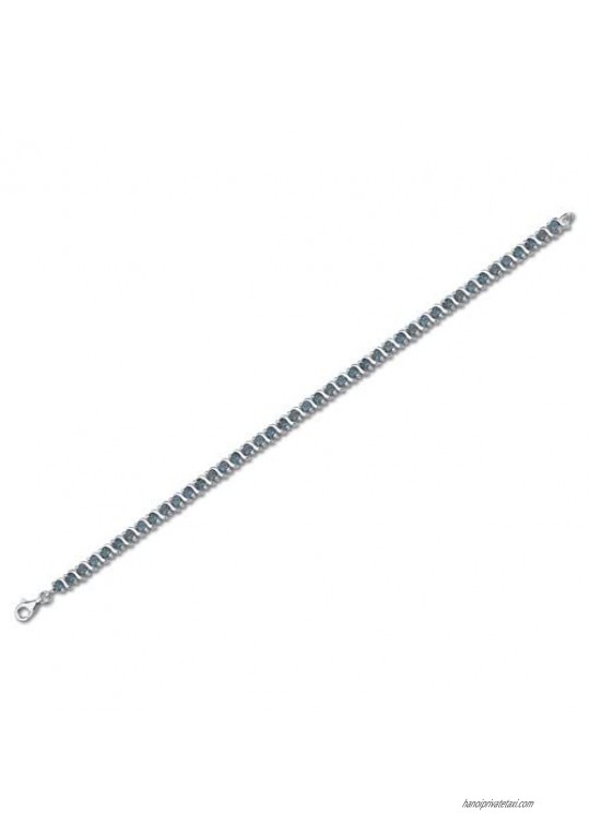 Peora Sterling Silver Wave Tennis Bracelet for Women in Round Shape Natural Created Simulated Gemstones 7.25 Inches