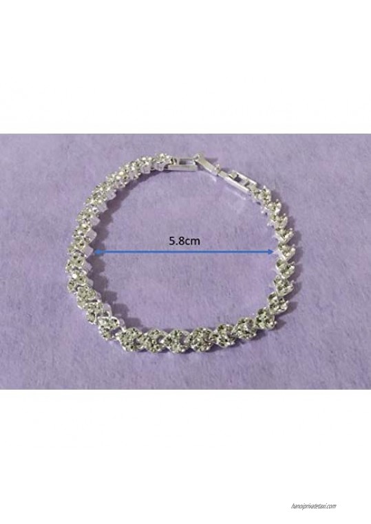 Platinum Plated Cubic Zirconia Crystal Tennis Bracelet