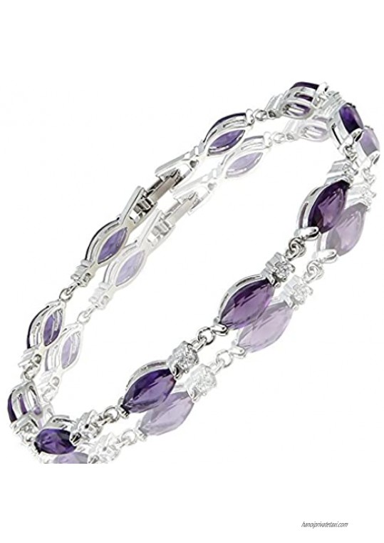 RIZILIA Tennis Bracelet & Marquise Cut CZ [3 Colors available] in White Gold Plated  7"
