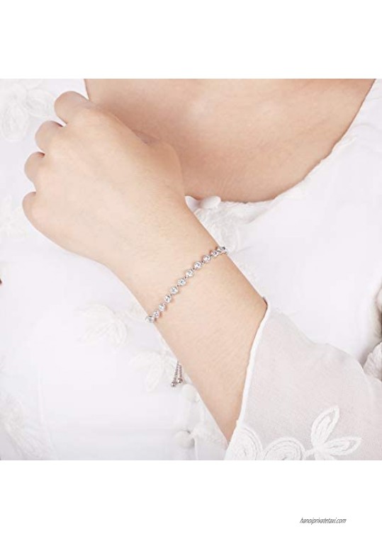 SHKA 18K Square Cut Adjustable Tennis Bracelet Classical stoneless Bracelet for Women and Girls(6-8.8inches)