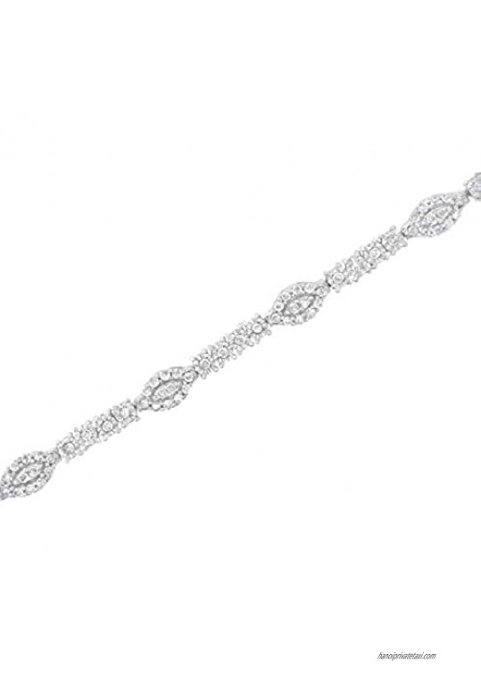 Sterling Silver 1 1/2 cttw Diamond Tennis Link Bracelet (I-J I2-I3)