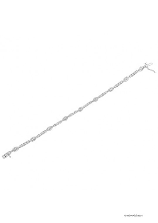 Sterling Silver 1 1/2 cttw Diamond Tennis Link Bracelet (I-J I2-I3)