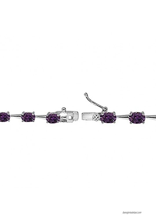 Sterling Silver 6x4mm Oval-Cut Classic Link Tennis Bracelet Made with Swarovski Crystals