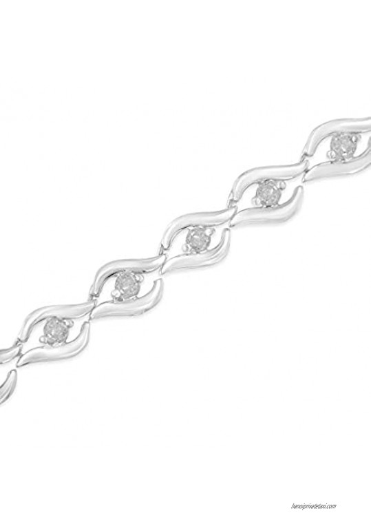 Sterling Silver Rose-cut Diamond Link Bracelet (0.5 cttw I-J Color I3 Clarity)